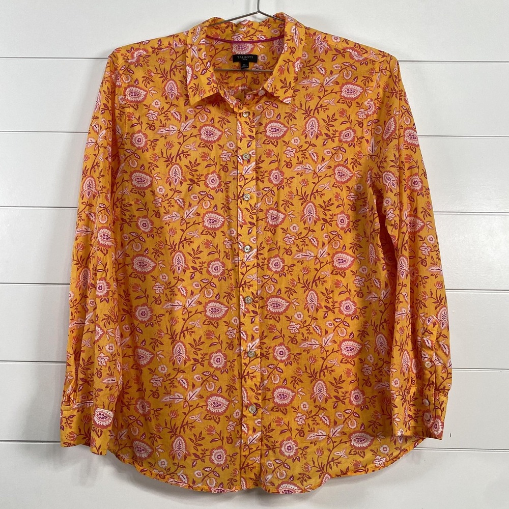 Talbots Yellow Floral Button-Up Shirt